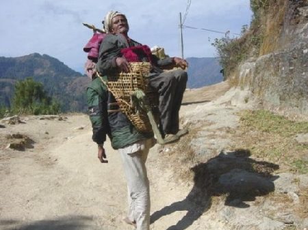 Man in a basket