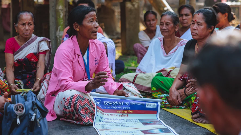 Community health workers provide eye health care and educations in communities. 